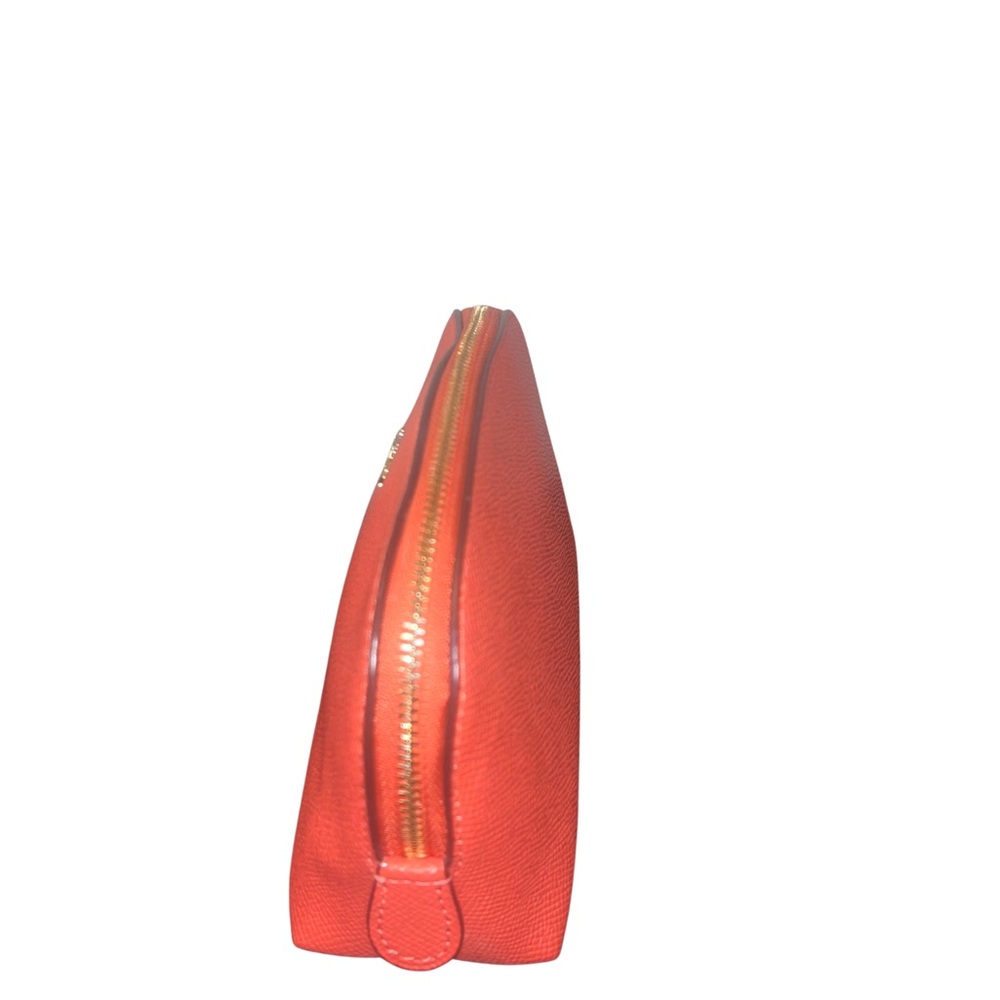 Coach Coral Orange Crossgrain Leather Cosmetic Case - Picture 5 of 13